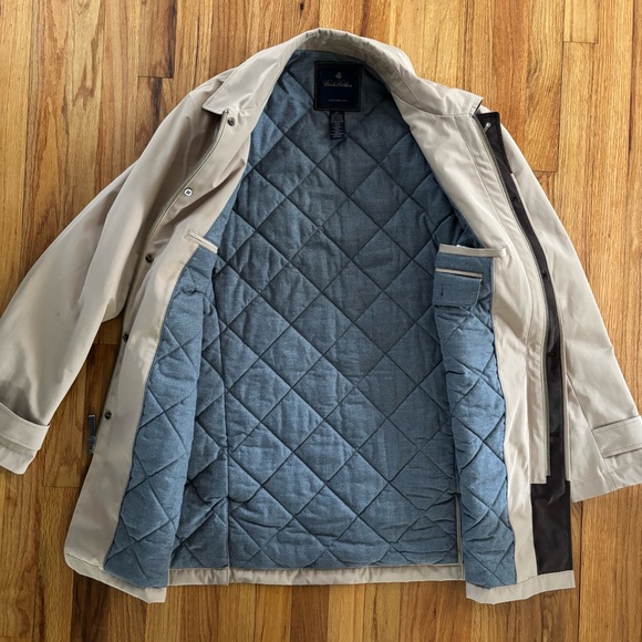 Brooks Brothers Overcoat Men's Sz Medium Beige Cotton Blend Trench Coat Jacket - Picture 3 of 13